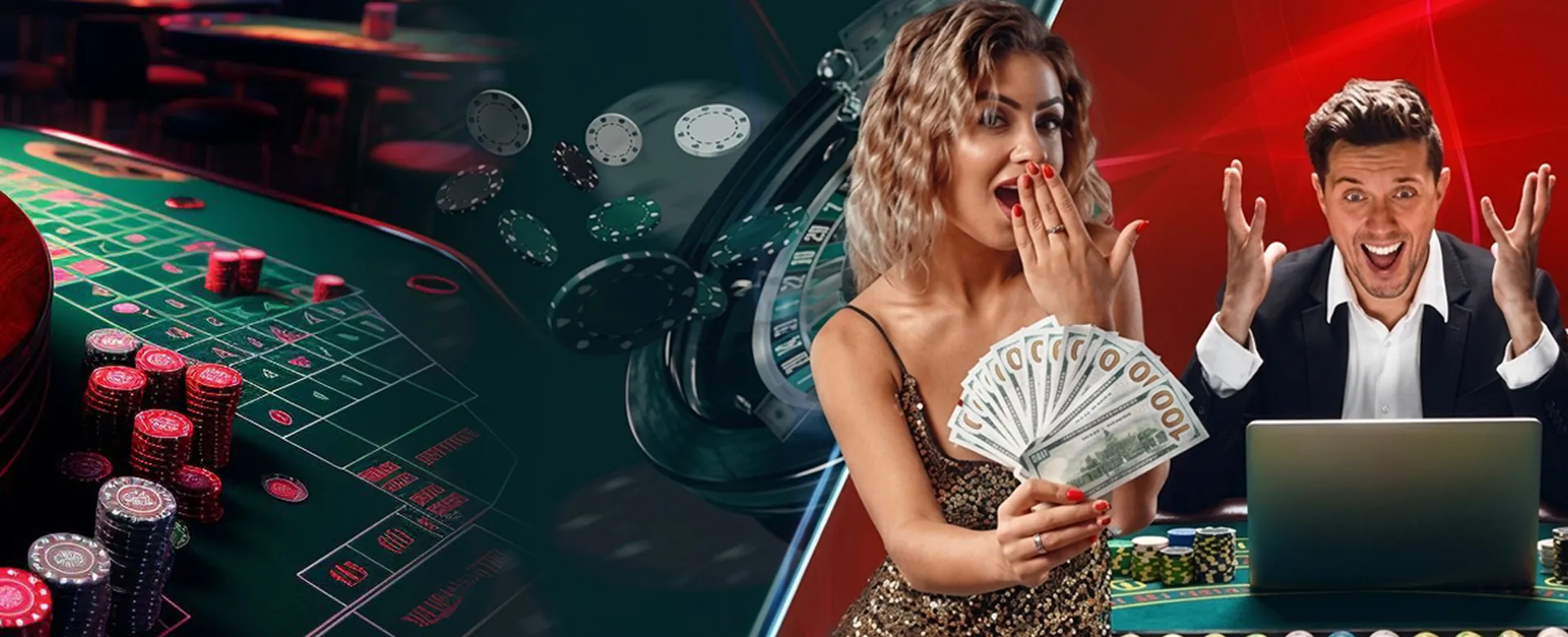 niceph Live Casino dealer preparing for a game, golden theme